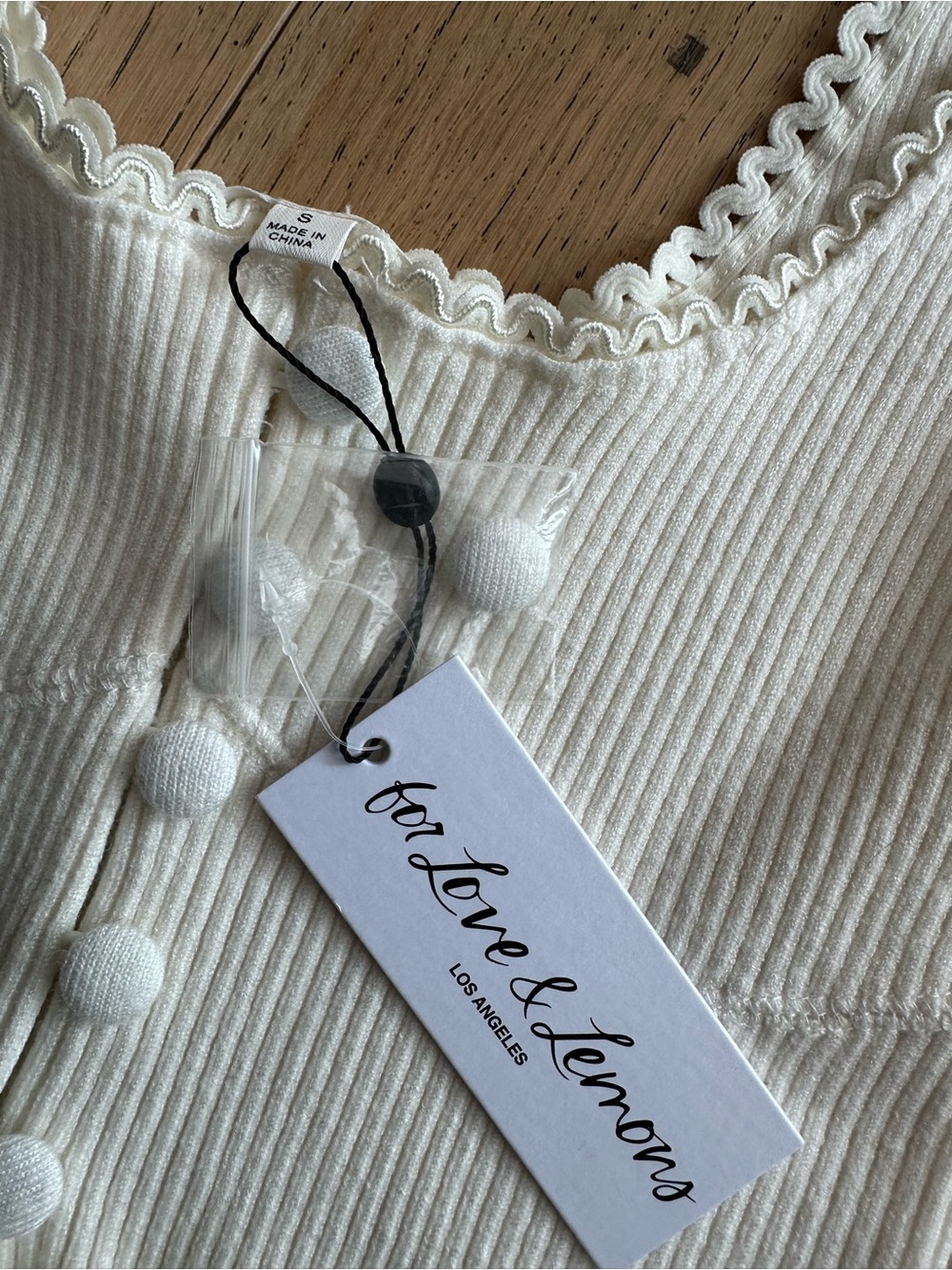 For Love & Lemons Pointelle Crop Tank Top - Picture 2 of 3